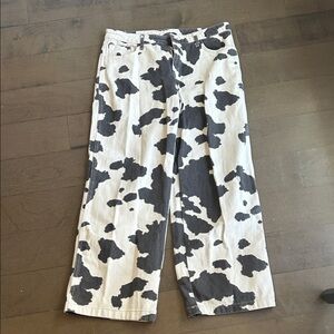 wild fable Black & White Cow-Print Wide Leg Jeans